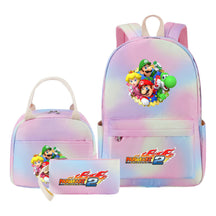 Super Mario Student Girls School Bag Lunch Bag Three Piece Backpack Set