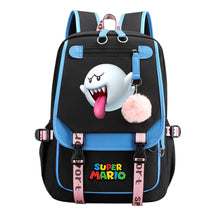 Super Mario Printed Usb Youth Student Backpack For Men And Women With Casual Woven Strap Flap Backpack