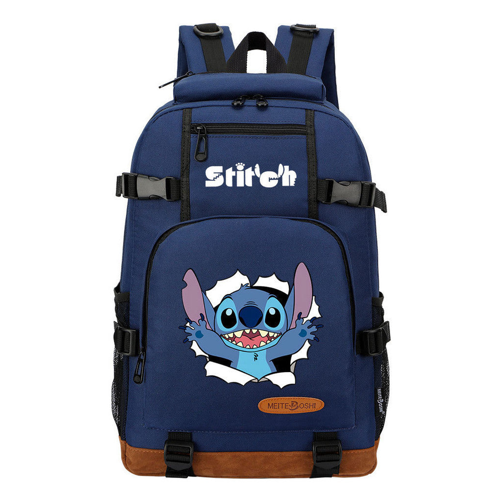 Anime Star Baby Stitch Printed Student Backpack Men And Women's Leisure Travel Backpack