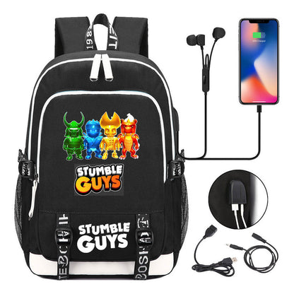 Printed Student Backpack Usb Men's And Women's Leisure Backpack