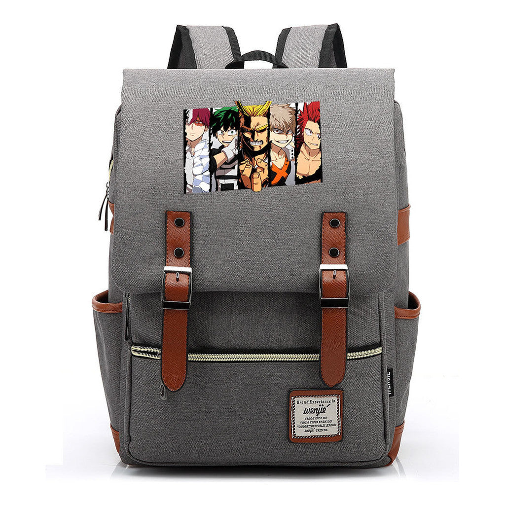 Anime My Heroes Academy Printed Youth Student Backpack Men's And Women's Leisure Belt Buckle Classic Backpack