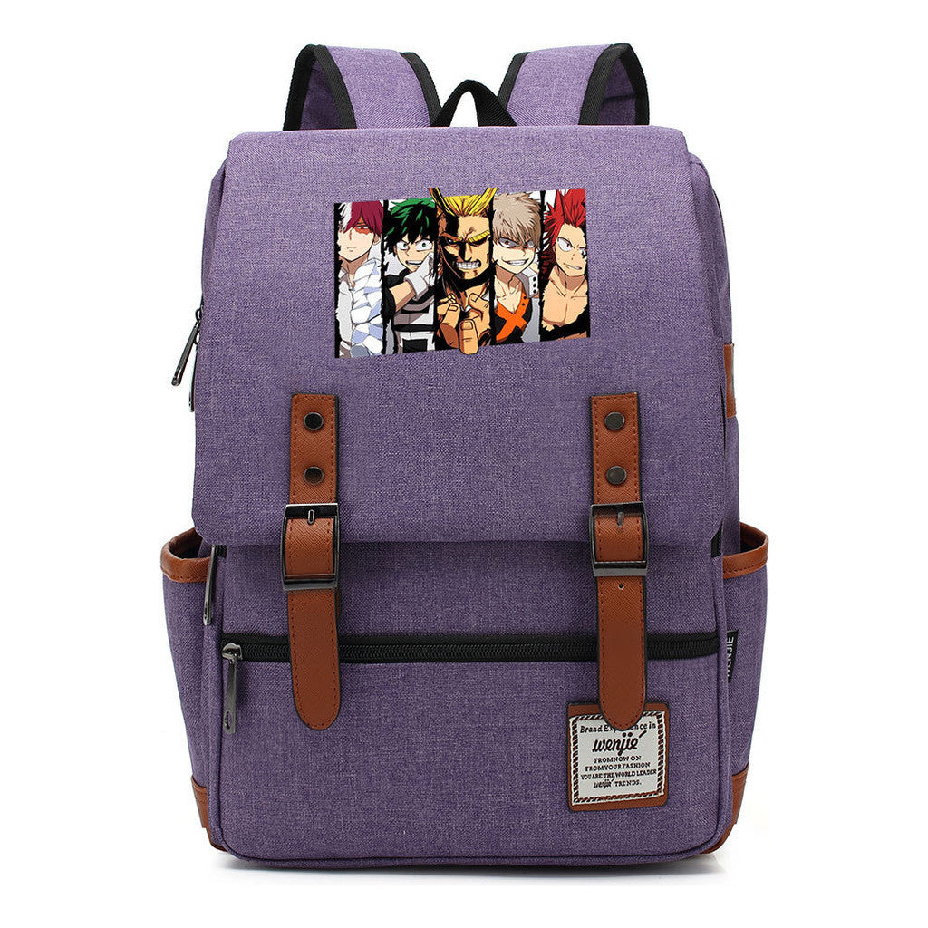 Anime My Heroes Academy Printed Youth Student Backpack Men's And Women's Leisure Belt Buckle Classic Backpack