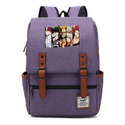 Anime My Heroes Academy Printed Youth Student Backpack Men's And Women's Leisure Belt Buckle Classic Backpack
