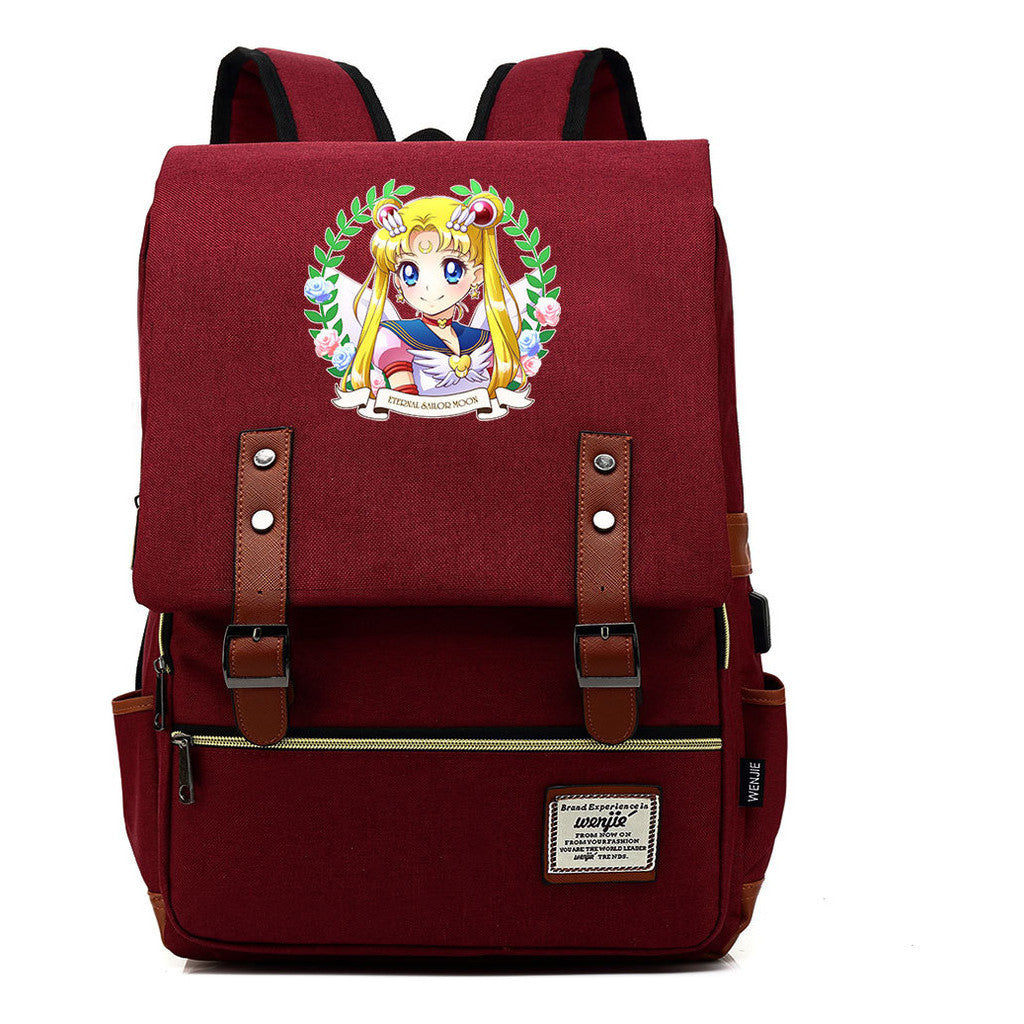 Beautiful Girl Warrior Youth Student School Bag Usb Men's And Women's Leisure Backpack