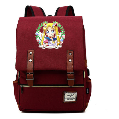 Beautiful Girl Warrior Youth Student School Bag Usb Men's And Women's Leisure Backpack