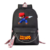 Mario Printed Usb Youth Student Backpack For Men And Women's Leisure Travel Backpack
