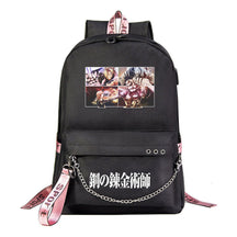 Steel Alchemist Printed Usb Youth Student Backpack For Men And Women's Leisure Travel Backpack