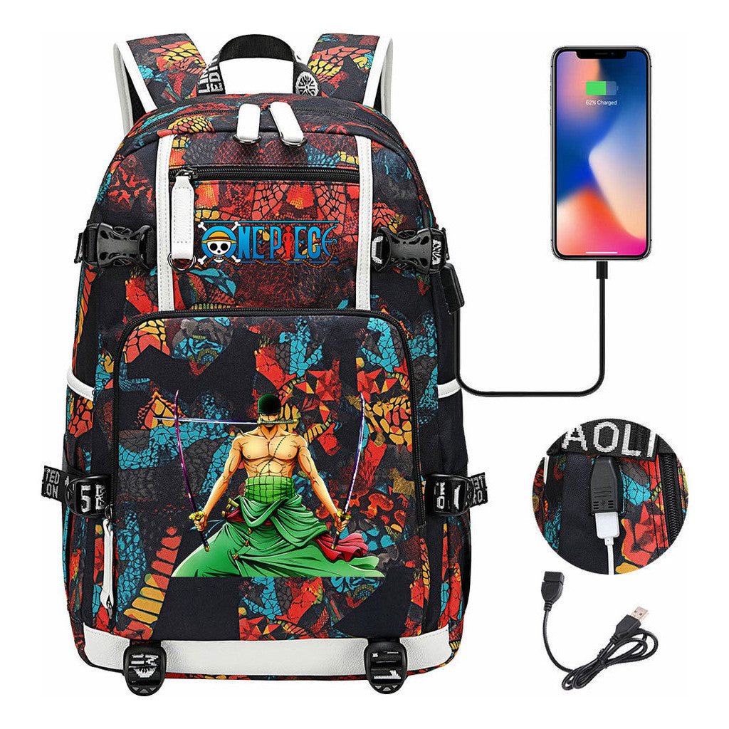 Pirate King Lufei Printed Youth Student Backpack With Large Capacity Leisure Travel Backpack