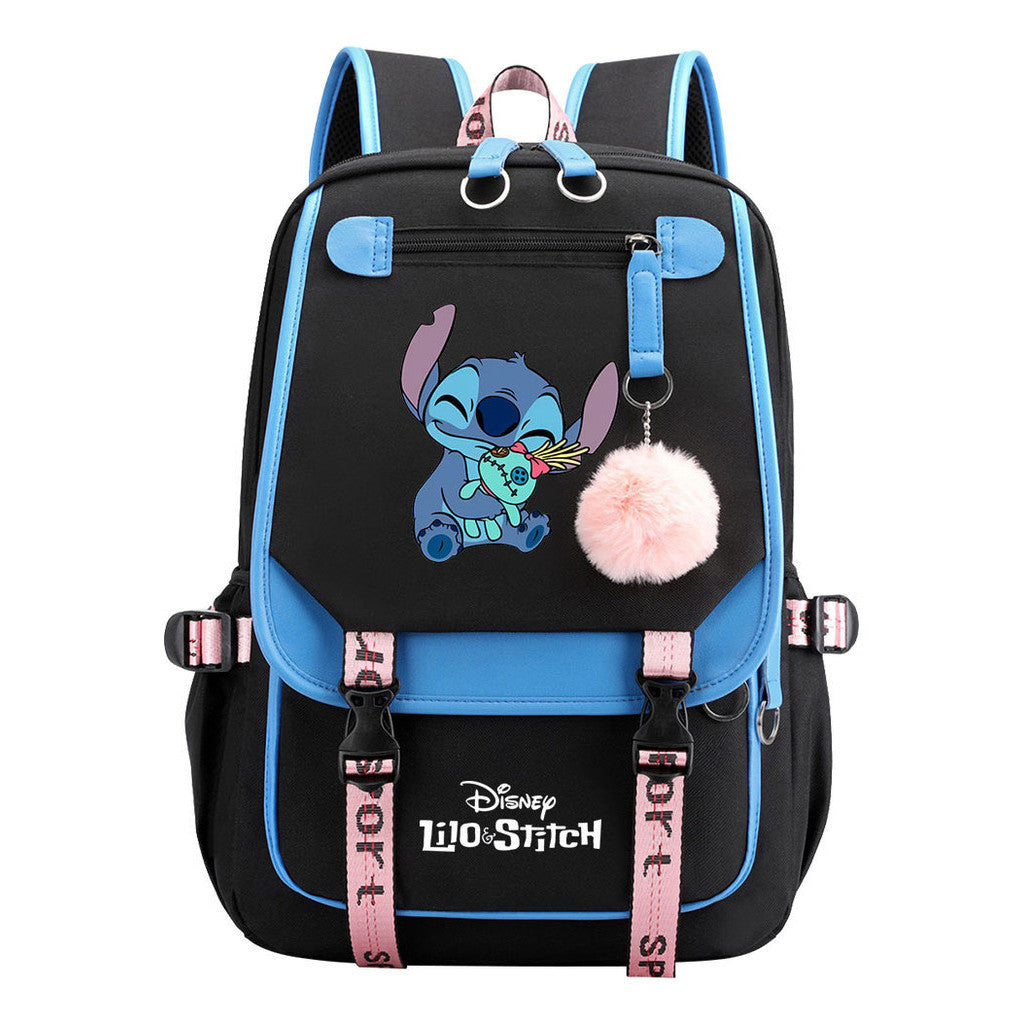 Interstellar Baby Stitch Usb Backpack For Boys And Girls Casual Woven Strap Flip Backpack