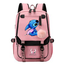 Interstellar Baby Stitch Usb Backpack For Men And Women, Casual Woven Strap Flip Back Backpack