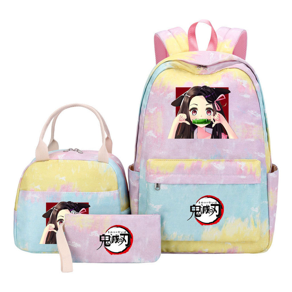 Cartoon Fashion Youth Student Girls School Bag Lunch Bag Three Piece Set Backpack