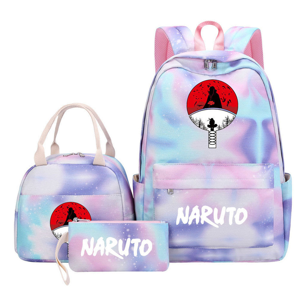 Naruto Student Girl Backpack Lunch Bag Three Piece Set Backpack Set