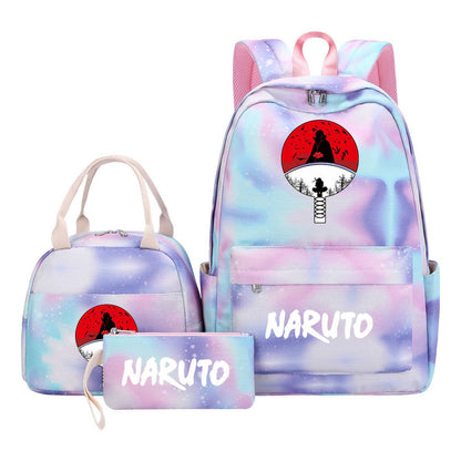 Naruto Student Girl Backpack Lunch Bag Three Piece Set Backpack Set