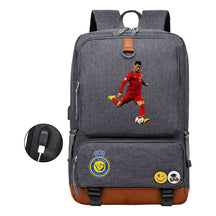 Football Star Cristiano Ronaldo Printed Usb Youth Student Backpack For Leisure Travel Backpack