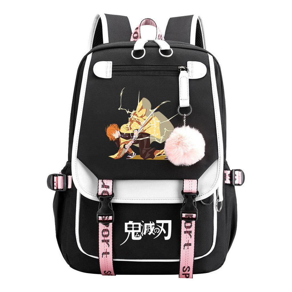 Cartoon Fashion Usb Youth School Bag For Boys And Girls Casual Ribbon Flip Backpack