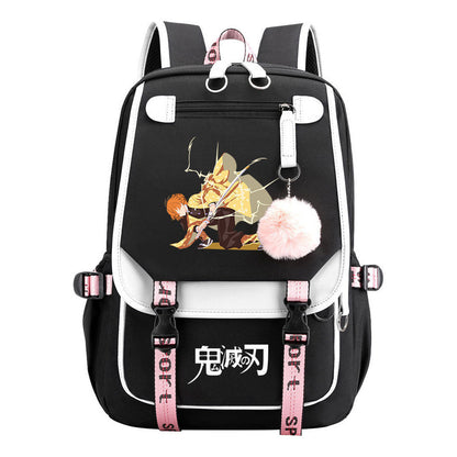 Cartoon Fashion Usb Youth School Bag For Boys And Girls Casual Ribbon Flip Backpack