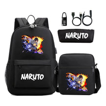 Naruto Usb Password Lock Youth Student Backpack Three Piece Set For Men And Women Backpack Set