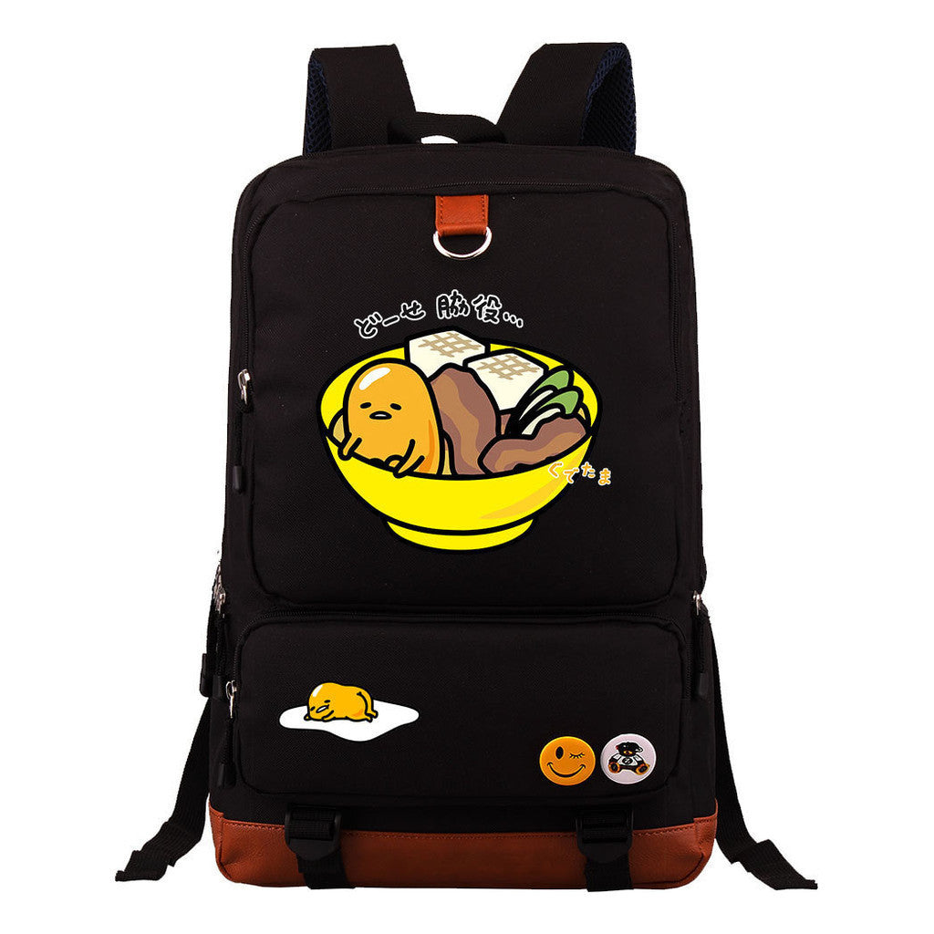 Cartoon Anime Lazy Egg Youth Student Backpack With Large Capacity Travel Bag For Boys And Girls Backpack