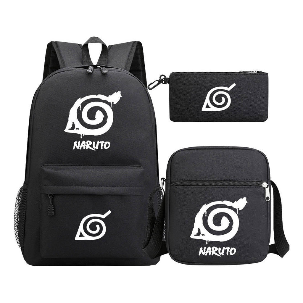 Anime Naruto Starry Sky Youth School Bag Three Piece Set For Men And Women Backpack Set