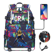 Football Star Cristiano Ronaldo Printed Youth Student Backpack Leisure Travel Backpack