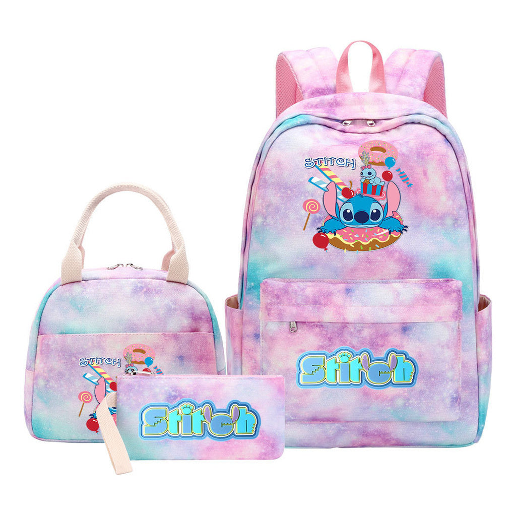 Interstellar Baby Stitch Youth Student Girls School Bag Lunch Bag Three Piece Set Backpack Set