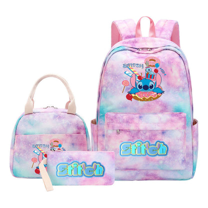 Interstellar Baby Stitch Youth Student Girls School Bag Lunch Bag Three Piece Set Backpack Set