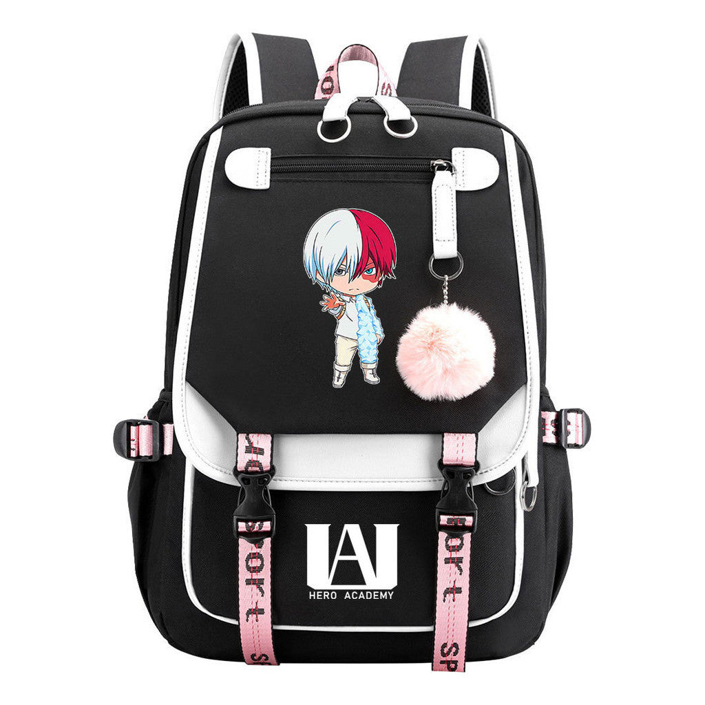 My Heroes Academy Usb Youth Student Backpack For Boys And Girls, Casual Woven Strap Flip Back Backpack