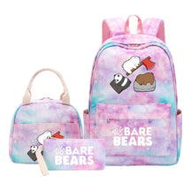 Cartoon Cute Three Bears Youth Student Girls School Bag Lunch Bag Three Piece Set Backpack Set