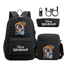 Interstellar Baby Stitch Usb Password Lock Youth Backpack 3-piece Set For Men And Women Backpacks
