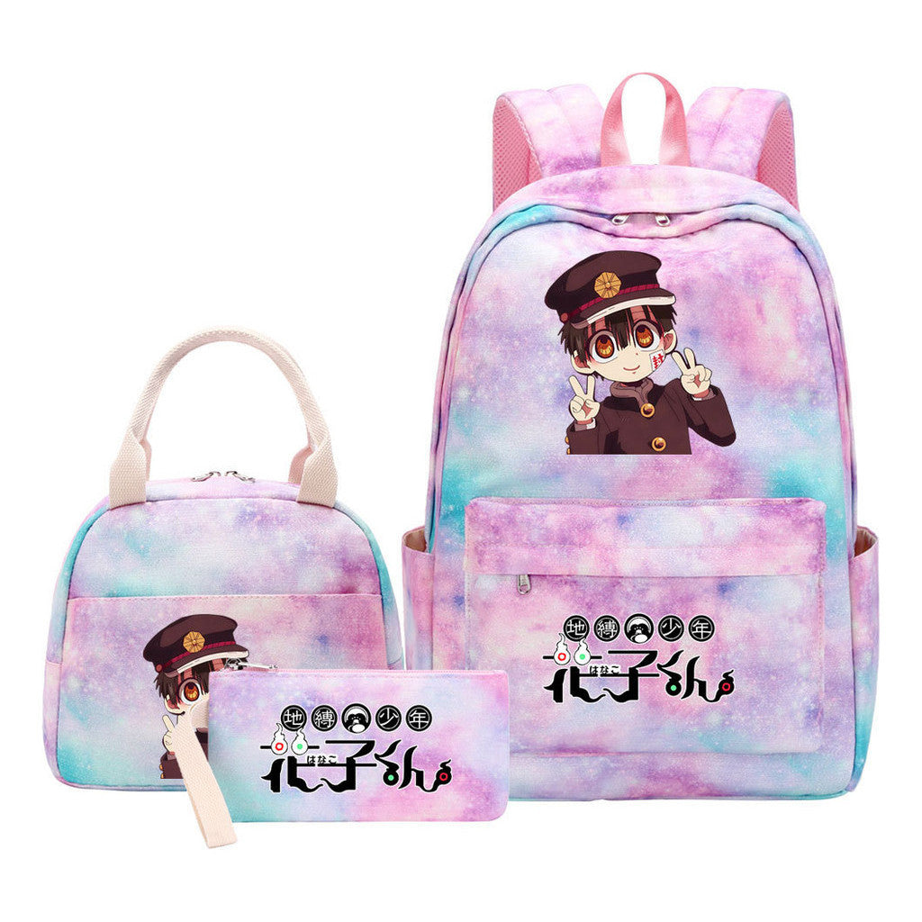 Ground Bound Youth Huazijun Student Girls School Bag Lunch Bag Three Piece Set Backpack Set