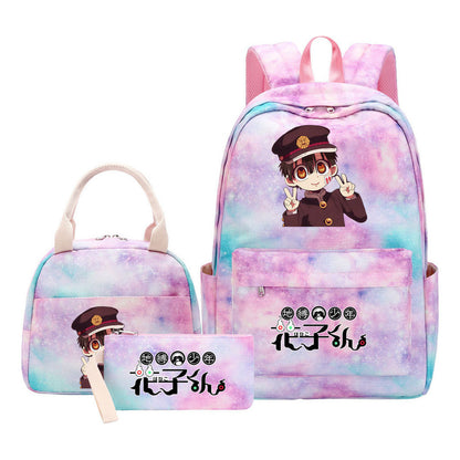 Ground Bound Youth Huazijun Student Girls School Bag Lunch Bag Three Piece Set Backpack Set