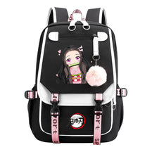 Comic Cartoon Fashion Usb Student Backpack Casual Woven Flap Backpack