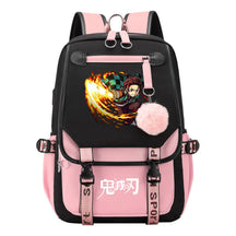 Japanese Cartoon Fashion Usb Student Backpack Casual Woven Flap Backpack
