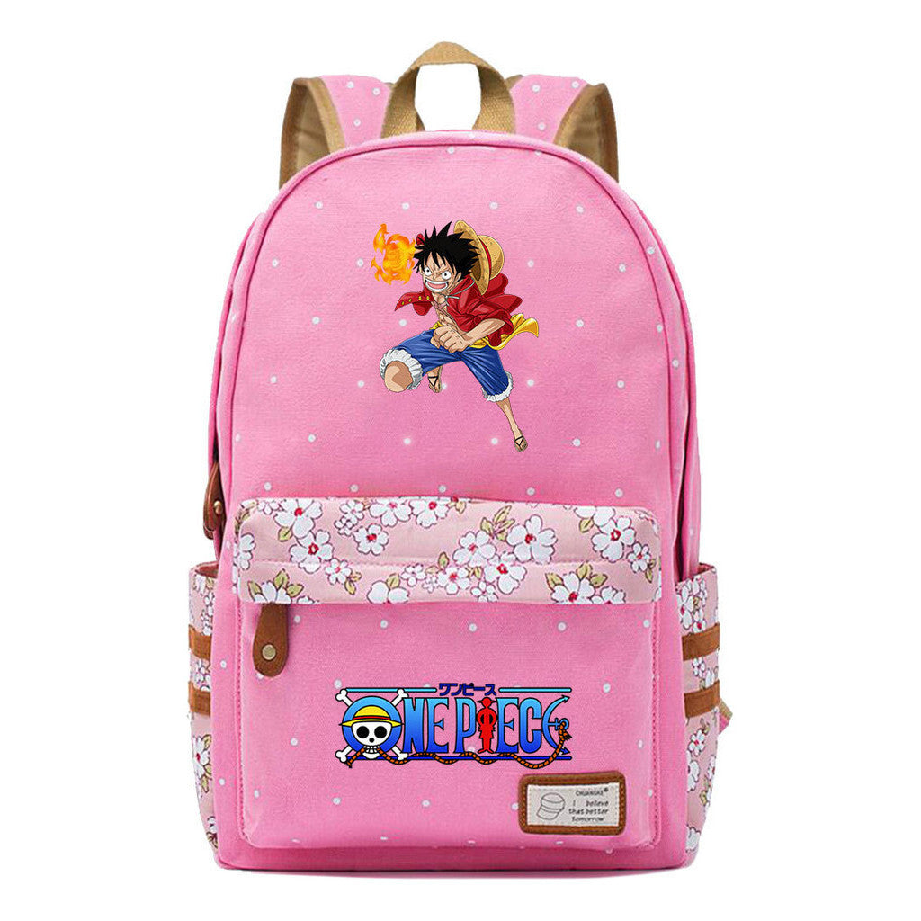 Anime Pirate Wang Lufei Printed Book Bag Fragmented Flower Leisure Backpack