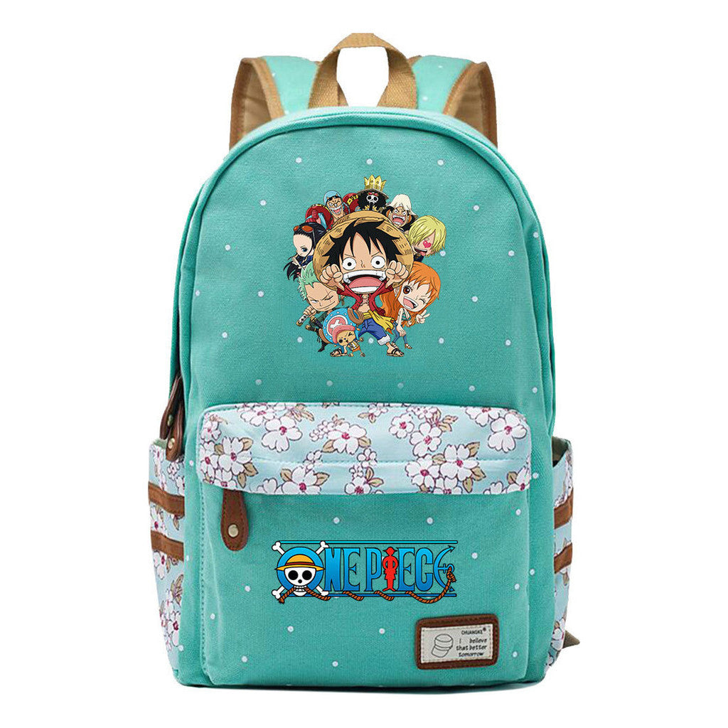 Anime Pirate King Lufei Printed Student School Bag Fragmented Flower Leisure Backpack