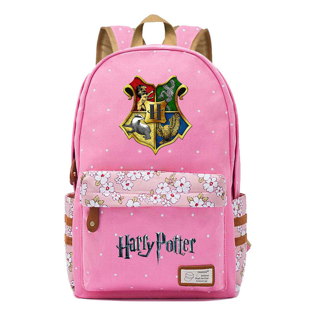 School Of Witchcraft And Wizardry Student Backpack With Floral Canvas Backpack