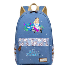 Anime Cartoon Cheshire Cat Print Youth Student Backpack With Floral Casual Backpack