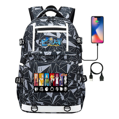 Seven Major Crimes In Comics, Printed Usb Youth Student Backpack, Men's And Women's Leisure Travel Backpack