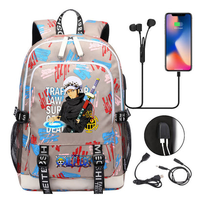 Pirate King Print Youth Student Backpack Usb Casual Backpack