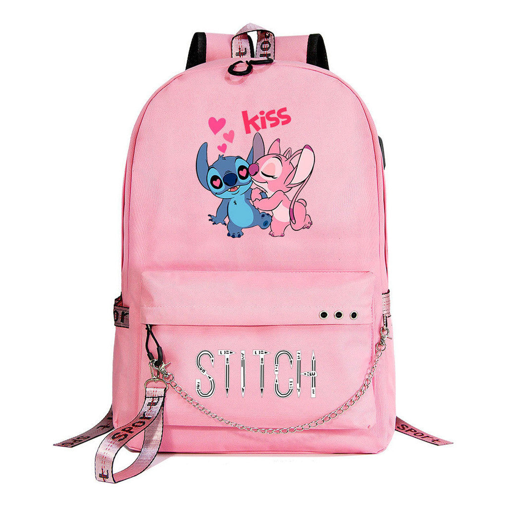 Interstellar Baby Stitch Printed Youth Student School Bag Casual Weaving Strap Backpack