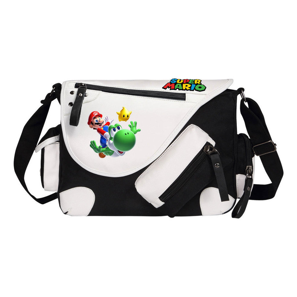 Super Mario Youth Student School Bag Canvas Shoulder Bag Casual Straddle Backpack