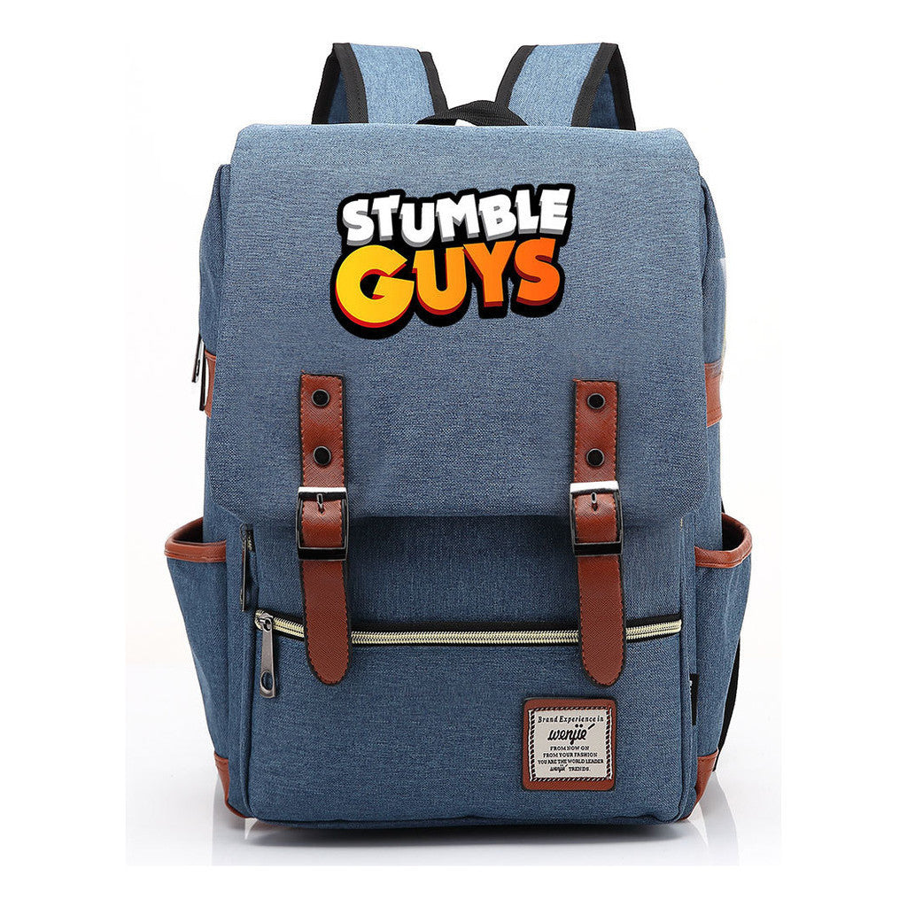 Printed Teenage Student Backpack With Casual Belt Buckle Backpack