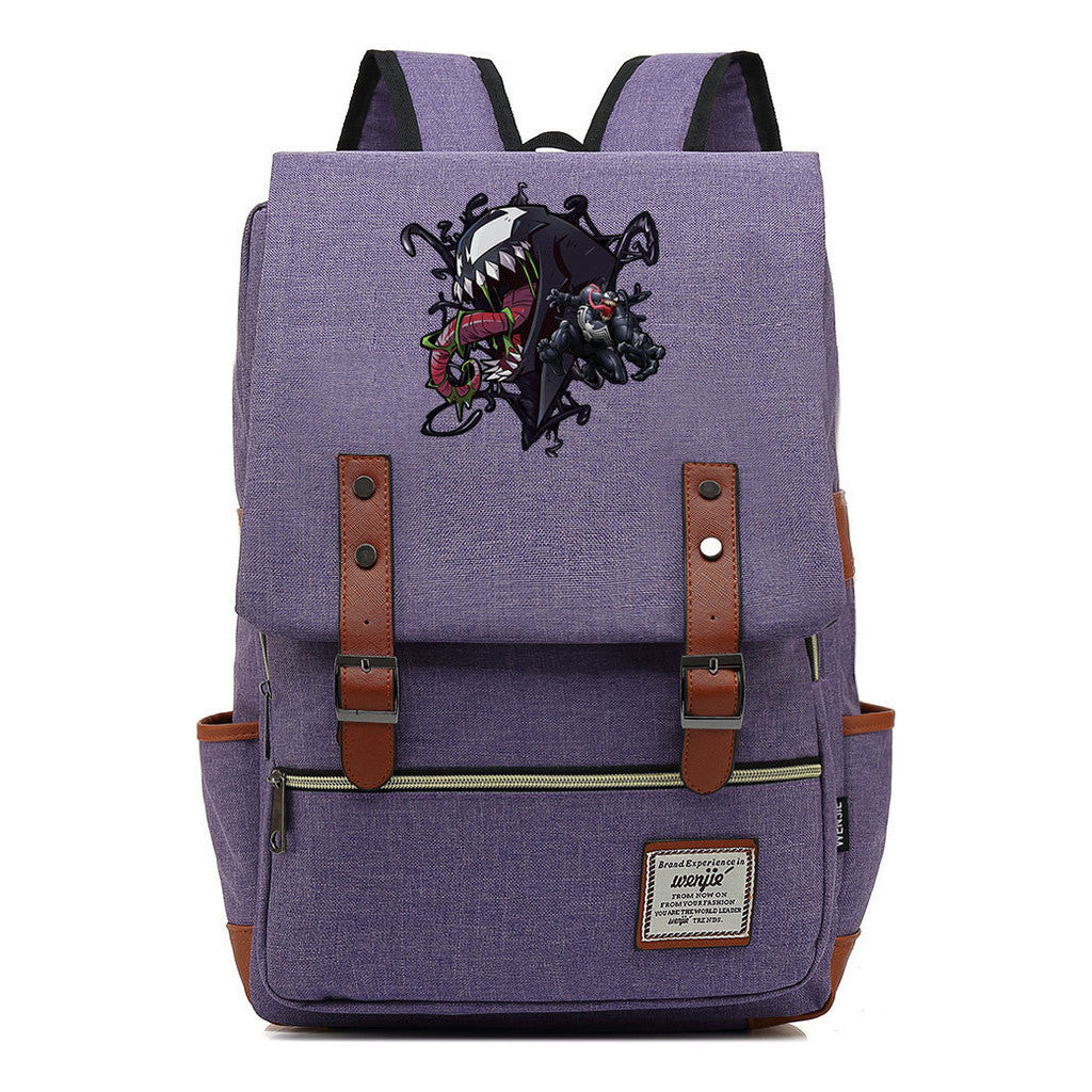 Printed Student Backpack With Casual Belt Buckle, Classic Backpack