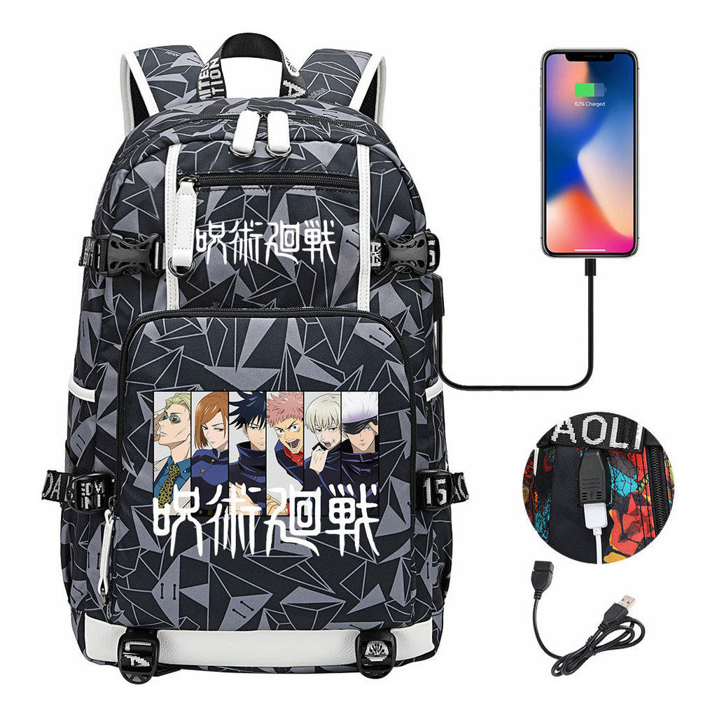 Printed Usb Youth Student Backpack For Men And Women's Leisure Large Capacity Travel Backpack