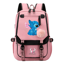 Interstellar Baby Stitch Usb Student Backpack For Boys And Girls, Casual Woven Strap Flip Back Backpack
