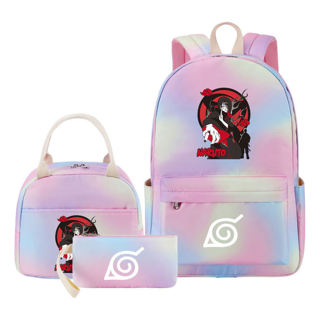 Naruto Youth Student School Bag Lunch Bag Three Piece Set Backpack Set