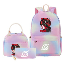 Naruto Youth Student School Bag Lunch Bag Three Piece Set Backpack Set