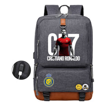Football Star Cristiano Ronaldo Printed Usb Youth Student Backpack For Leisure Travel Backpack