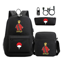 Naruto Usb Password Lock Year Student School Bag Three Piece Set Backpack Set