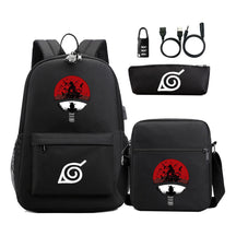 Naruto Usb Password Lock Youth Student Backpack Three Piece Set For Men And Women Backpack Set